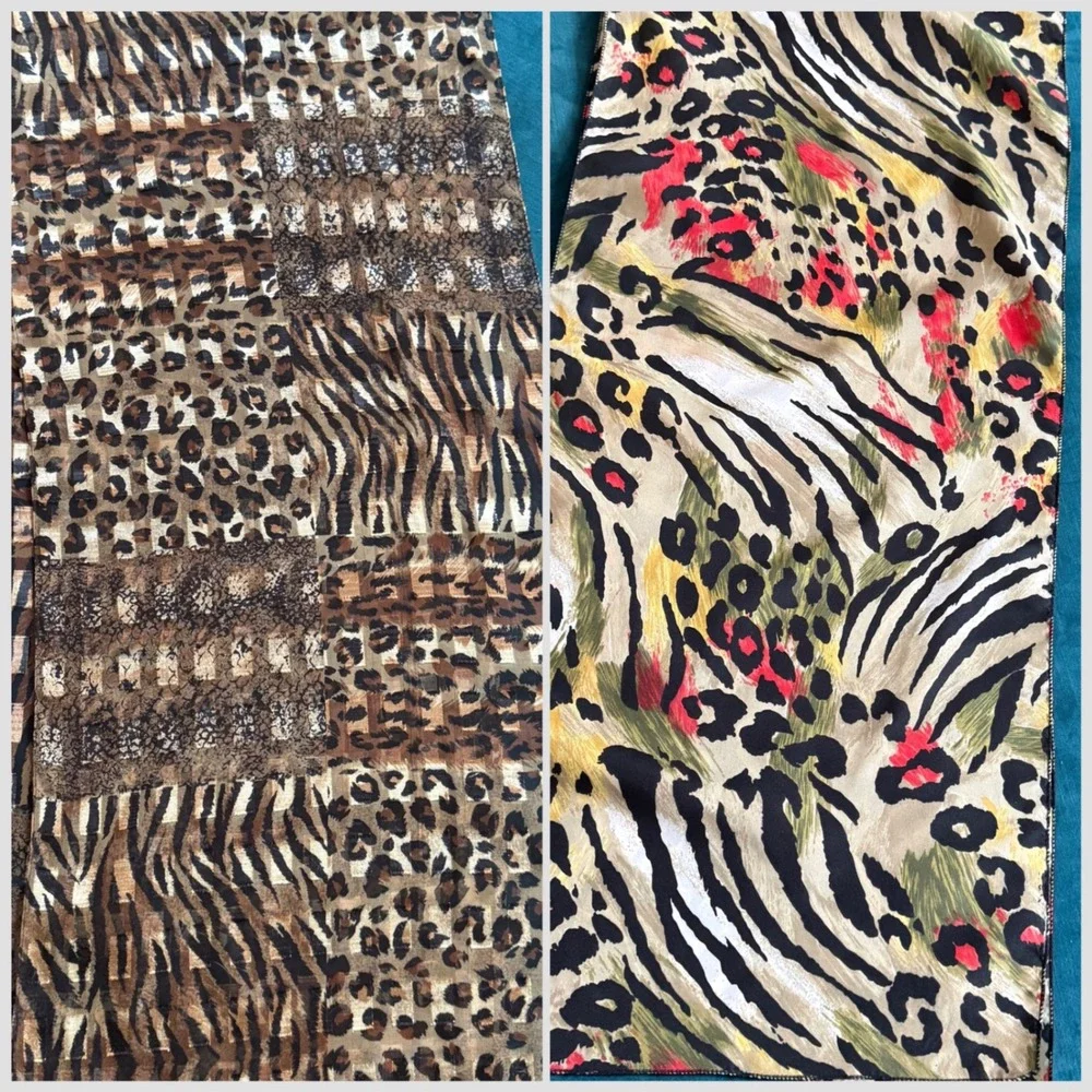 Animal Print Scarf Bundle 2 Pc Patchwork & Leopard‎ Polyester